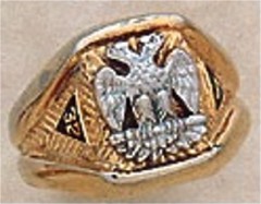 Scottish Rite Rings, 14 & 32ND DEGREE,10KT or 14KT Gold, Hollow Back   #1104