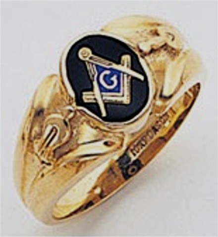 3rd Degree Masonic Blue Lodge Ring 10KT OR 14KT, Open Back, White or Yellow Gold, #115b