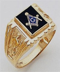 3rd Degree Masonic Blue Lodge Ring 10KT OR 14KT, Open Back, White or Yellow Gold, #116b