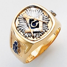 3rd Degree Masonic Blue Lodge Ring 10KT OR 14KT, Open or Solid Back, White or Yellow Gold, #165b