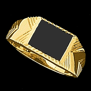 Men's Black Onyx Ring 14KT White or Yellow Gold 60