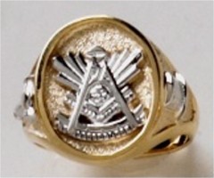 Masonic Past Master Rings 10KT or 14KT YELLOW OR WHITE Gold, Solid Back #1017
