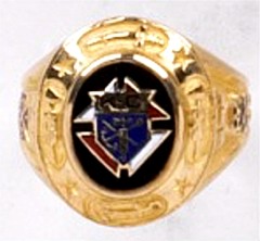 Knights of Columbus Ring, 3rd or 4th Degree, 10KT or 14KT Gold Open or Solid Back #1918