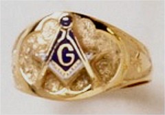 3rd Degree Masonic Blue Lodge Ring 10KT or 14KT White or Yellow Gold, Open or Solid Back #323