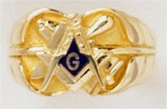 3rd Degree Masonic Ring 10KT OR 14KT, Open or Solid Back, White or Yellow Gold #614