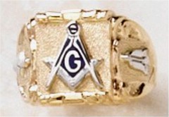 3rd Degree Blue Lodge Masonic Ring 10KT or 14KT YELLOW OR WHITE Gold, Solid Back    #425