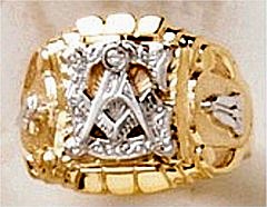 3rd Degree Masonic Ring 10KT OR 14KT, Open or Solid Back, White or Yellow Gold #603