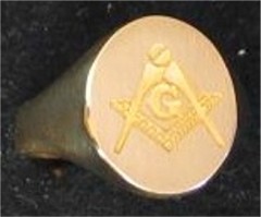 3rd Degree Masonic Blue Lodge Ring 10KT or 14KT White or Yellow Gold, Solid Back #326