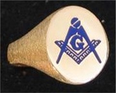 3rd Degree Masonic Blue Lodge Ring 10KT or 14KT White or Yellow Gold, Solid Back #327