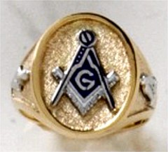 3rd Degree Masonic Ring 10KT OR 14KT, Solid Back, White or Yellow Gold #616