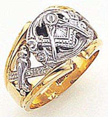 3rd Degree Masonic Blue Lodge Ring 10KT OR 14KT, Open Back, White or Yellow Gold, #158b