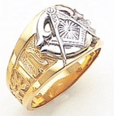3rd Degree Masonic Blue Lodge Ring 10KT OR 14KT, Solid Back, White or Yellow Gold, #161b