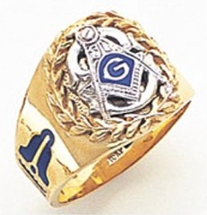 3rd Degree Masonic Blue Lodge Ring 10KT OR 14KT, Solid Back, White or Yellow Gold, #162b