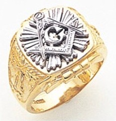 3rd Degree Masonic Blue Lodge Ring 10KT OR 14KT, Open Back, White or Yellow Gold, #163b