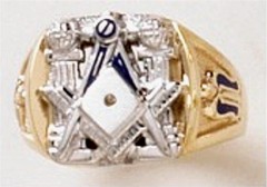 3rd Degree Masonic Ring 10KT OR 14KT, Open or Solid Back, White or Yellow Gold #604