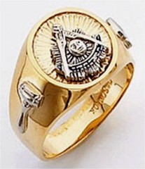 Masonic Past Master Rings 10KT or 14KT YELLOW OR WHITE Gold, Solid Back #1041