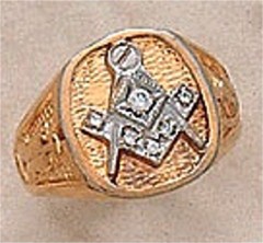 3rd Degree Masonic Blue Lodge Ring 10KT or 14KT Gold, Solid Back #303