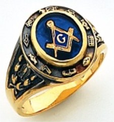 3rd Degree Masonic Blue Lodge Ring 10KT OR 14KT, Solid Back, White or Yellow Gold, #202b