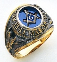 3rd Degree Masonic Blue Lodge Ring 10KT OR 14KT, Open Back, White or Yellow Gold, #204b