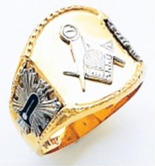 3rd Degree Masonic Blue Lodge Ring 10KT OR 14KT, Open or Solid Back, White or Yellow Gold, #207b