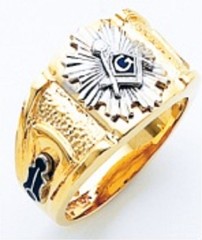 3rd Degree Masonic Blue Lodge Ring 10KT OR 14KT, Open or Solid Back, White or Yellow Gold, #211b
