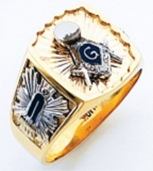 3rd Degree Masonic Blue Lodge Ring 10KT OR 14KT, Open Back, White or Yellow Gold, #212b