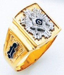 3rd Degree Masonic Blue Lodge Ring 10KT OR 14KT,  Solid Back, White or Yellow Gold, #214b