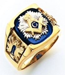 3rd Degree Masonic Blue Lodge Ring 10KT OR 14KT, Open Back, White or Yellow Gold, #218b