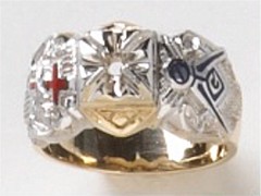 Knights Templar Ring 10K or 14K Gold, Open or Solid Back #1515