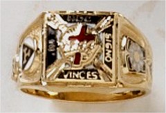 Knights  Templar Ring 10K or 14K Gold, Open or Solid Back #1519