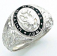 Sterling Silver or Gold Plated, Open Back, Army Ring #7005