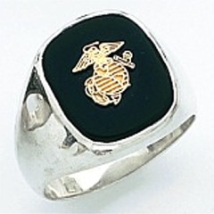 Sterling Silver or Gold Plated, Solid Back  Marine Ring #7009