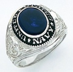Sterling Silver or Gold Plated Navy Ring, Solid Back #7001