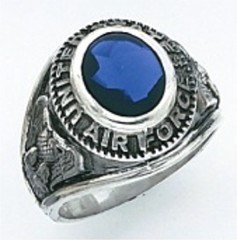 Sterling Silver or Gold Plated, Solid Back  Air Force Ring #7000
