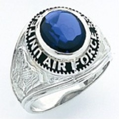 Sterling Silver or Gold Plated, Solid Back  Air Force Ring #7008