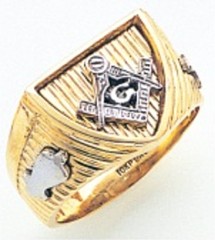 3rd Degree Masonic Blue Lodge Ring 10KT OR 14KT, Open Back, White or Yellow Gold, #227b