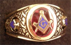 3rd Degree Blue Lodge Masonic Ring 10KT or 14KT YELLOW OR WHITE Gold, Open or Solid Back 401