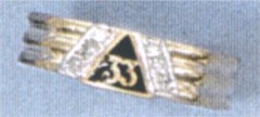 LADIES 33RD DEGREE MASONIC MINI RING WITH DIAMONDS  .06CT  #1609