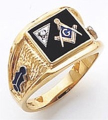 3rd Degree Masonic Blue Lodge Ring 10KT OR 14KT, Solid Back, White or Yellow Gold, #133b