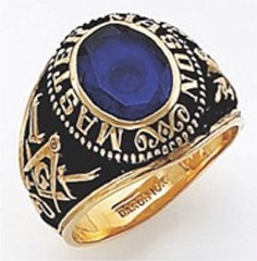 3rd Degree Masonic Blue Lodge Ring 10KT OR 14KT, Solid Back, White or Yellow Gold, #140b