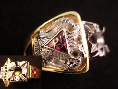 Scottish Rite & York Rite Ring 10KT or 14KT Gold Open or Solid Back #1135