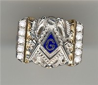 3rd Degree Masonic Blue Lodge Ring 10KT or 14KT Gold, Solid Back #319