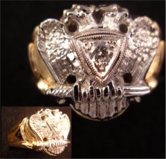 Scottish Rite Ring 10KT or 14KT Gold,  Solid Back #1423