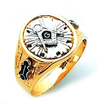 Masonic Ring 10K or 14K Two Tone Open or Solid Back #134a