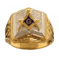 3rd Degree Masonic Bible Ring 10KT or 14KT YELLOW OR WHITE Gold, Open or Solid Back #407